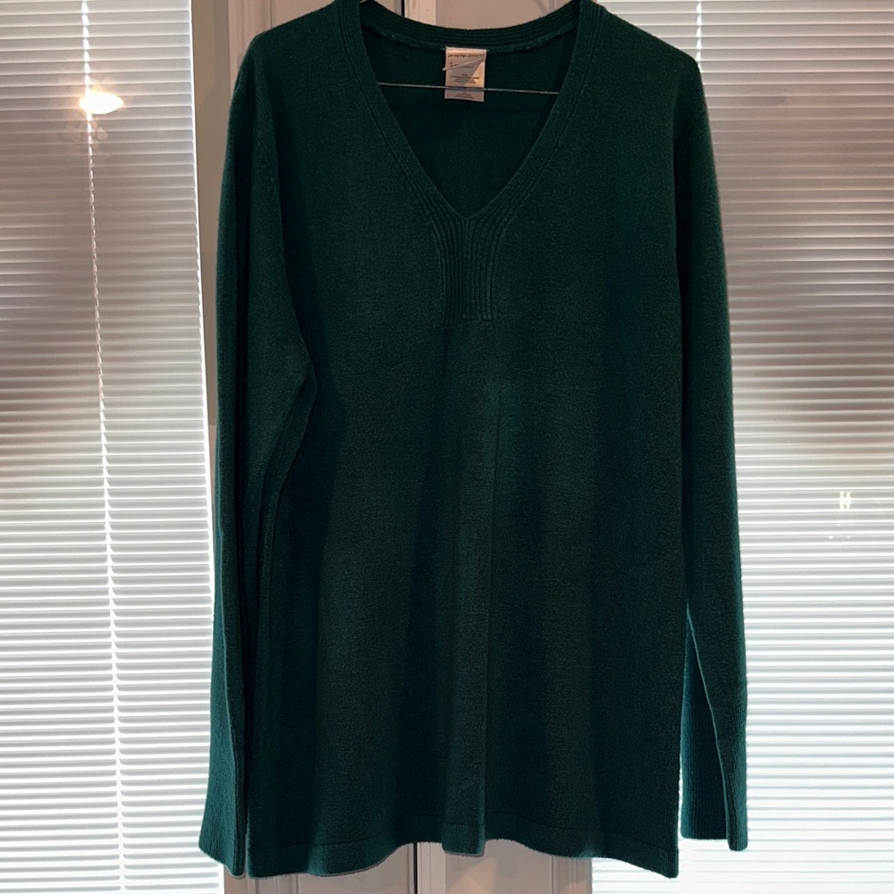 Just My Size Deep Green V-Neck Sweater